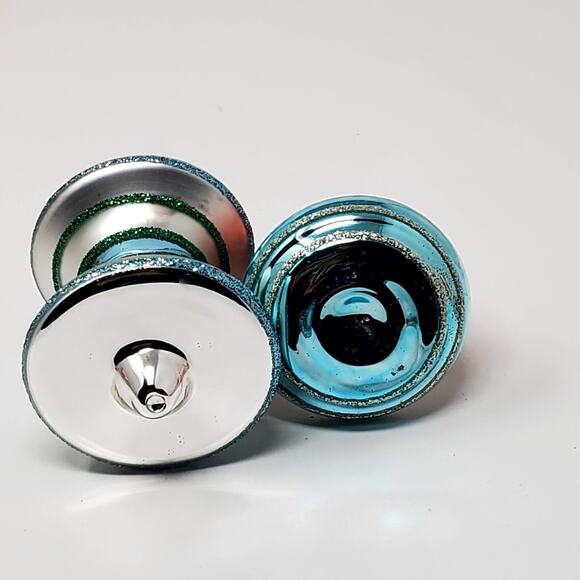 Shiny Brite Christopher Radko Stripe Various Shapes Red Green Ornament Set 2 Exc - Picture 6 of 10